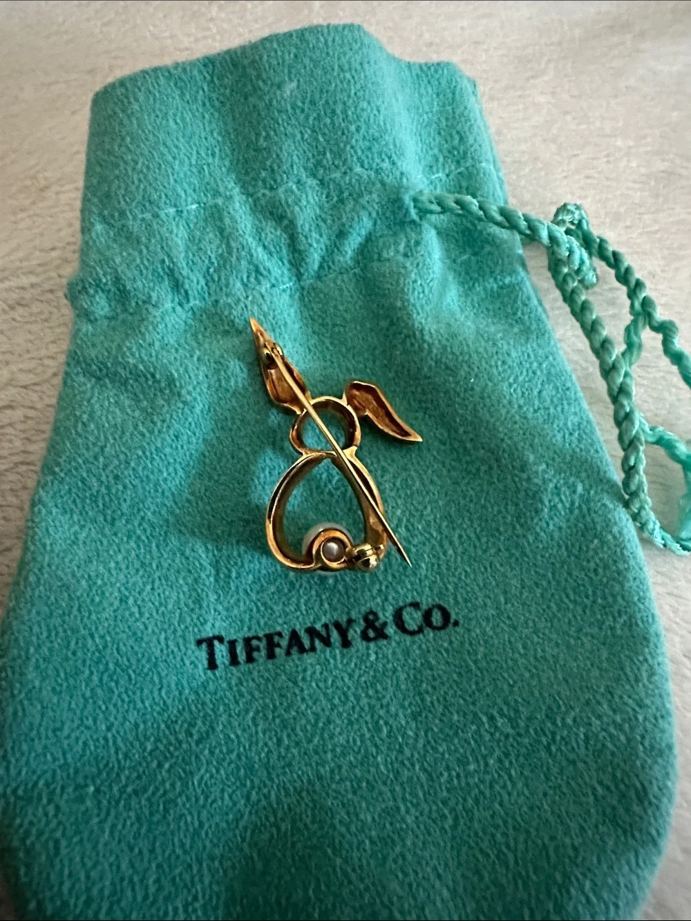 Tiffany & Co. Gold Bunny Brooch with White Pearl